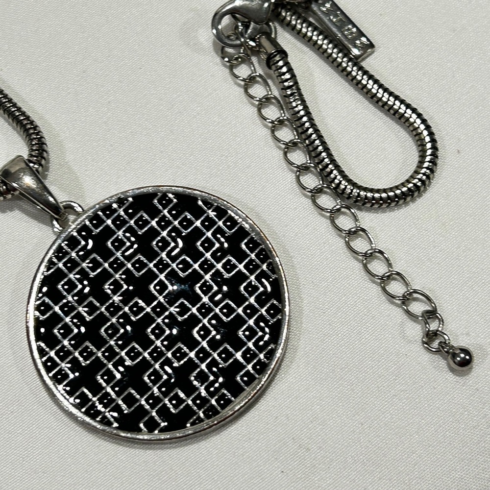 White House Black Market Silver and Black Pendant Necklace